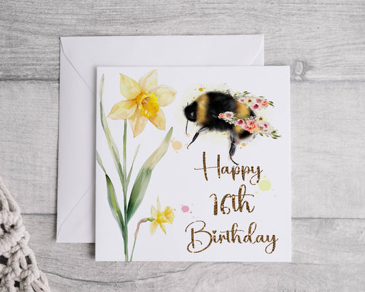 Any Age Birthday Card - Bee design