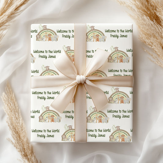 New Baby Safari personalised Gift Wrap -A3 sheets only (Copy)