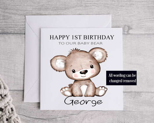 1st Birthday Baby Bear Birthday Card