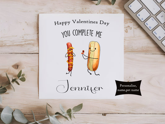 Hot dog & Bread Roll Valentine Card- Funny