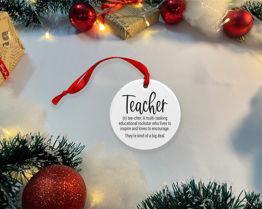 Teacher Gifts, Christmas tree ornament, Definition of a teacher