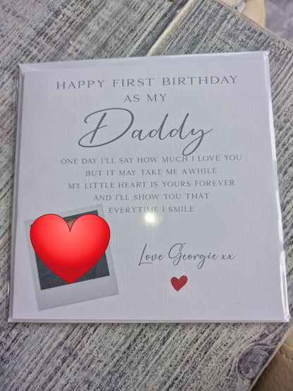 First Birthday as my Daddy/mummy Card with photo