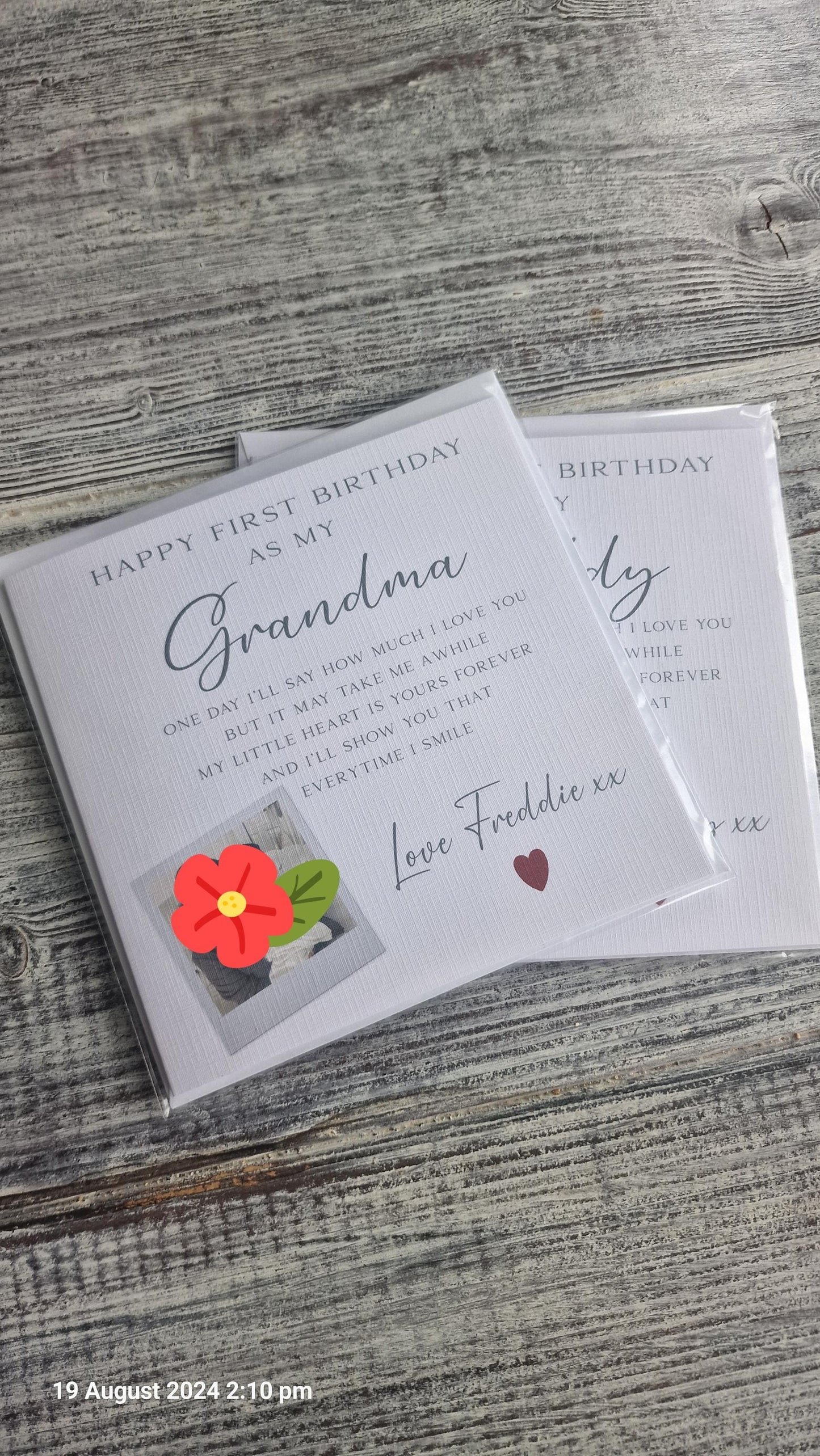 First Birthday as my Grandma/Grandad/Nanna/Aunty/Uncle, Card with photo