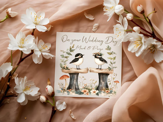 Wedding Day Card personalised on pearlescent Ivory Card