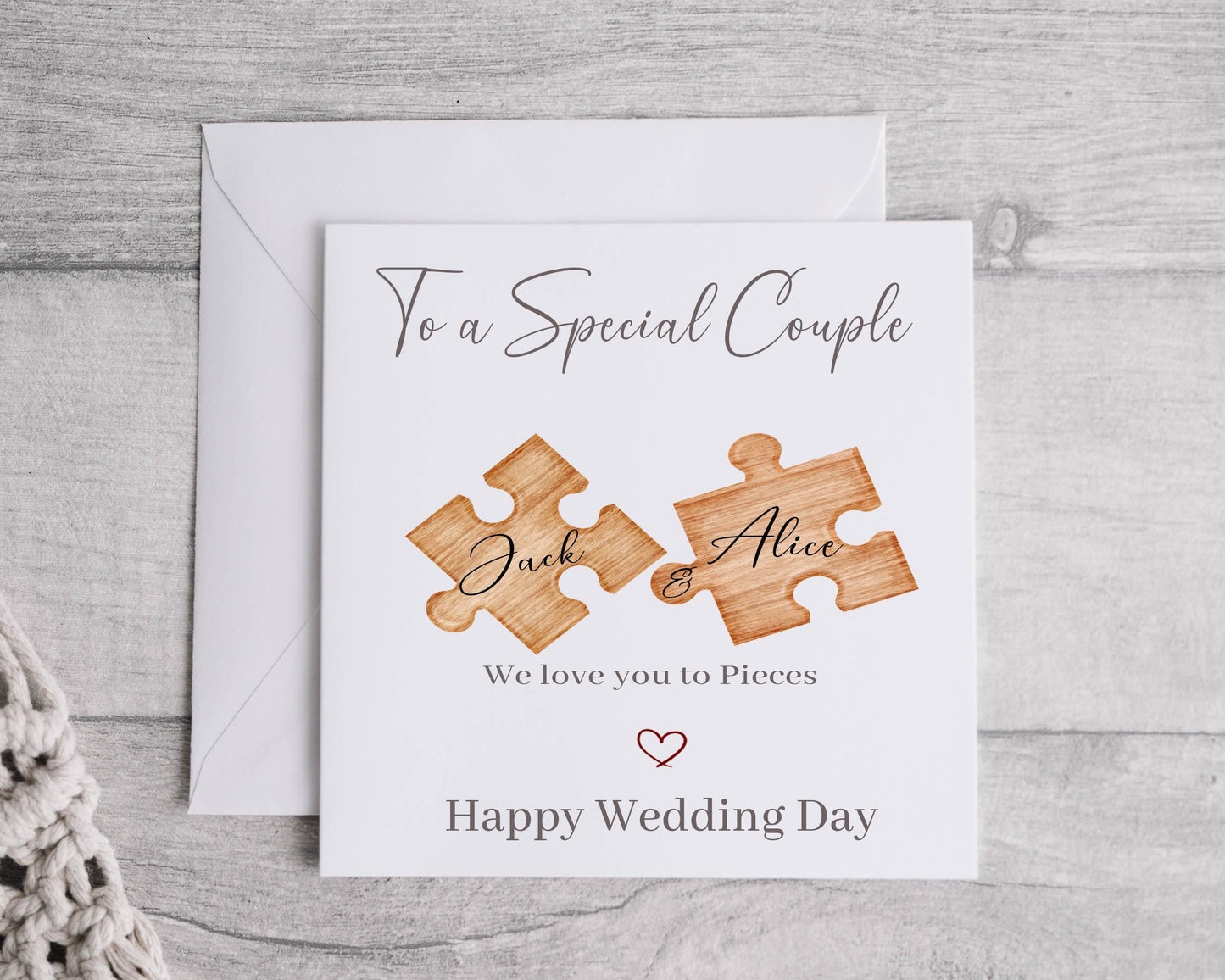 Jigsaw pieces wedding day Card for a Special Couple, Personalised