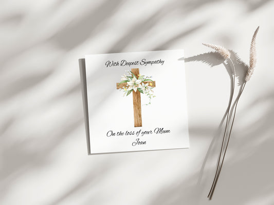 Sympathy Cards - Personalised - 4 different cross design to choose